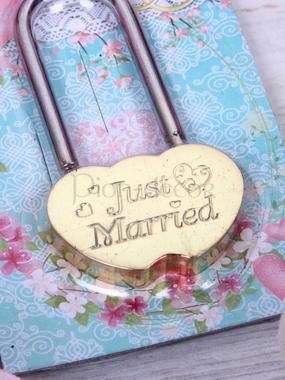 Золотистый свадебный замочек Just married от  2