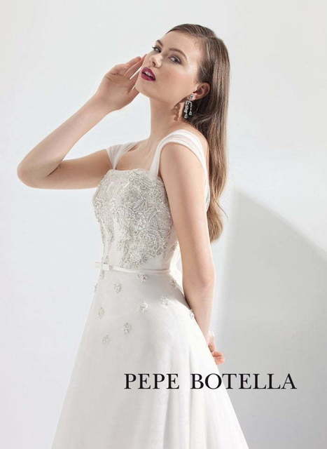 Свадебное платье Pepe Botella (Арт. 494). Силуэт А-силуэт. Цвет Айвори / Капучино, Белый / Молочный. Вид 1