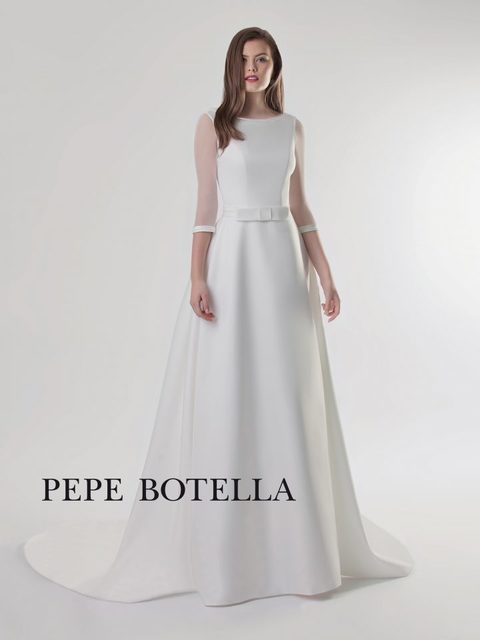 Свадебное платье Pepe Botella (Арт.496). Силуэт А-силуэт. Цвет Айвори / Капучино, Белый / Молочный. Вид 1