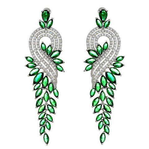 Серьги A6201, изумруд из Посеребренная бижутерия от Love Wedding Couture 1