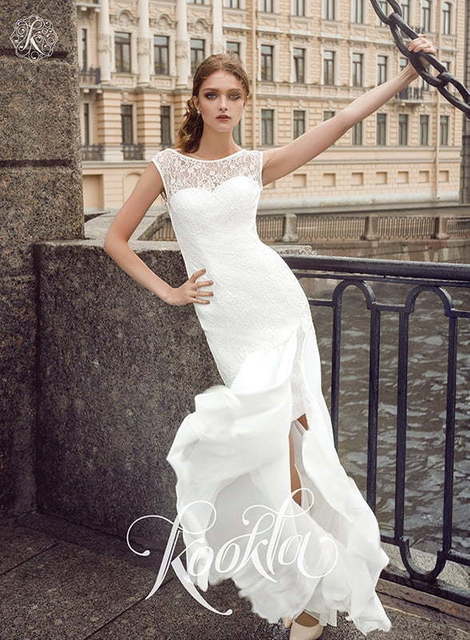 Свадебное платье Etel. Силуэт Рыбка, Прямое. Цвет Белый / Молочный. Вид 1