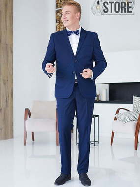 Однобортный, Двойка Свадебный костюм синяя двойка Eleganto от Салон мужских костюмов Dress Сode Store 1