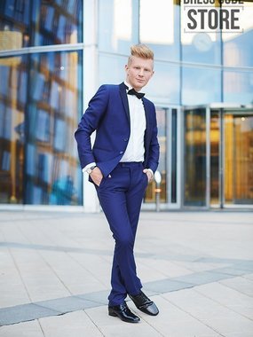 Однобортный, Двойка Свадебный костюм cиняя двойка Martino от Салон мужских костюмов Dress Сode Store 1