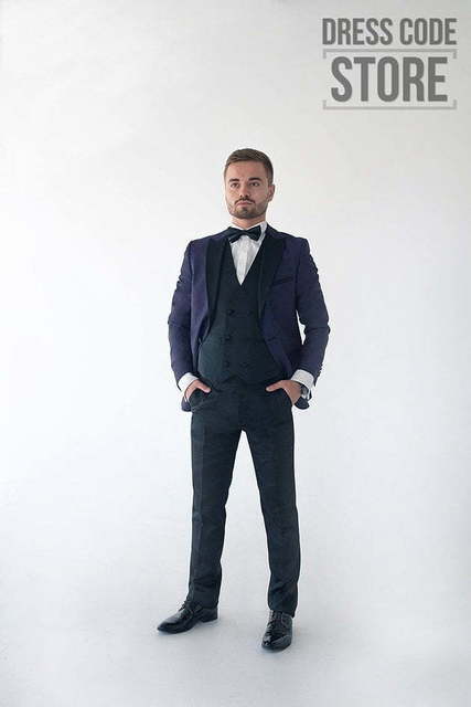 Однобортный, Тройка, Смокинг Свадебный костюм фиолетовая тройка Sebastian от Салон мужских костюмов Dress Сode Store 1