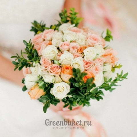 Монобукет из одного вида цветов, Классический круглый name от Green Buket 1