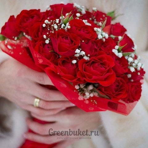 Монобукет из одного вида цветов, Классический круглый name от Green Buket 1