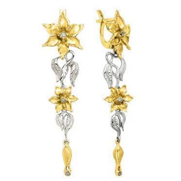 Серьги Афродита из Желтое золото, Комбинированные от Ювелирный салон Jewelry & Diamonds 1